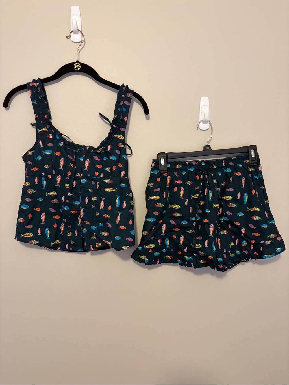 Free People Ellia Navy Fish-Print Ruffle Skirt Set - Picture 2 of 8